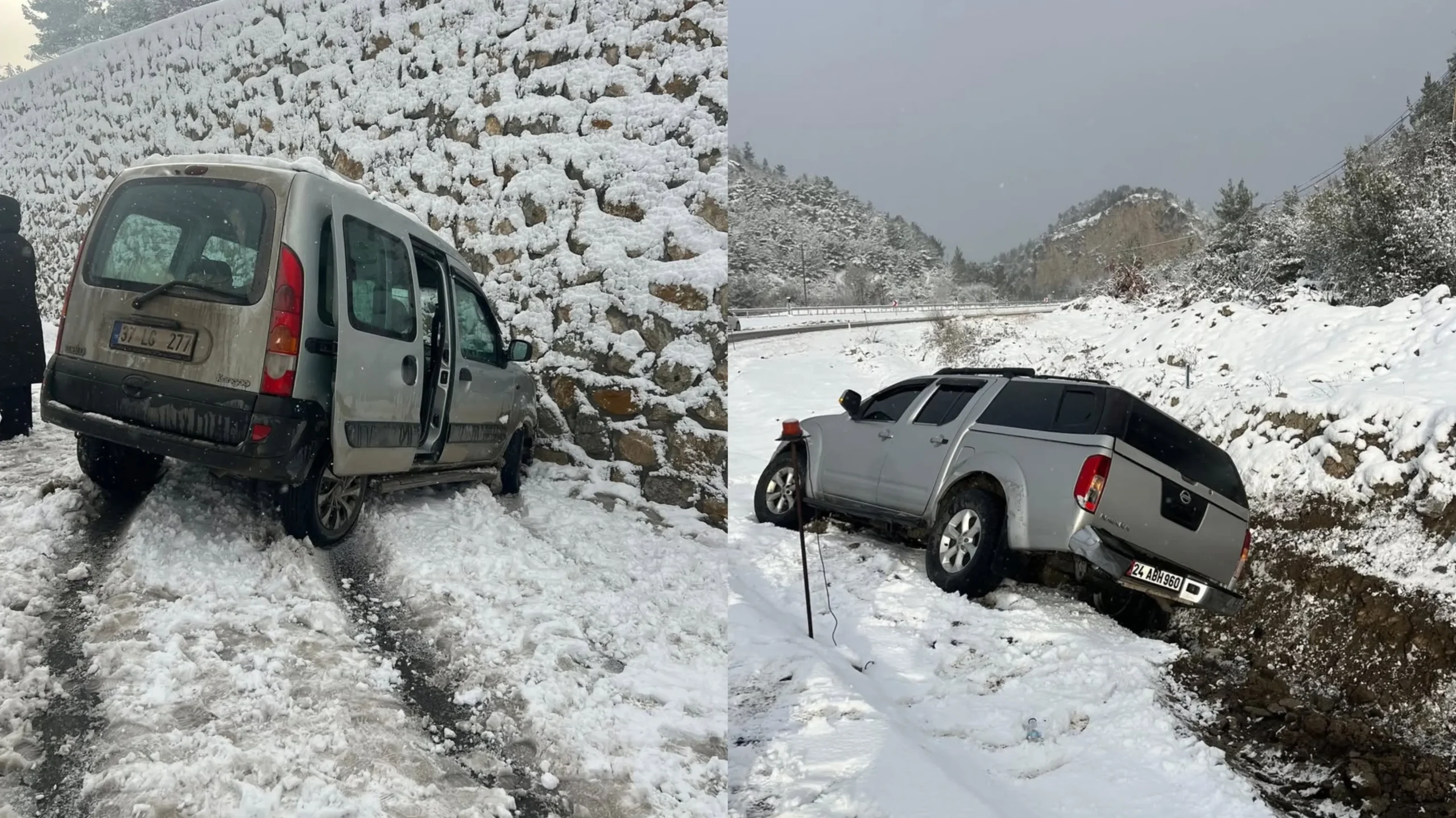 Hanönü’nde kaza: Araçlar şarampole kaydı