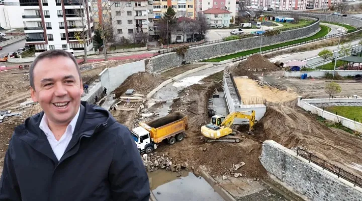 Karaçomak Deresi üzerine yapılan yeni köprü hızla yükseliyor