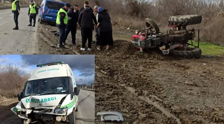 Taşköprü yolunda cenaze aracı ile traktör çarpıştı: 4 yaralı